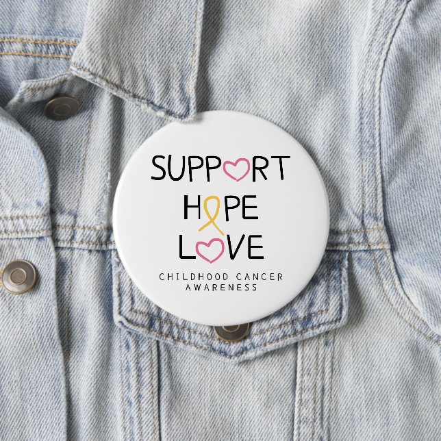 Krebs bei Kindern. support.hope.Liebe. Button (Beispiel)
