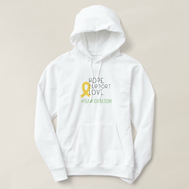 Krebs bei Kindern. #teamName Custom Pullover Hoodi (Design vorne)