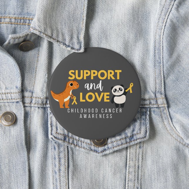 Krebs bei Kindern. Unterstützung und Liebe. Button (Beispiel)