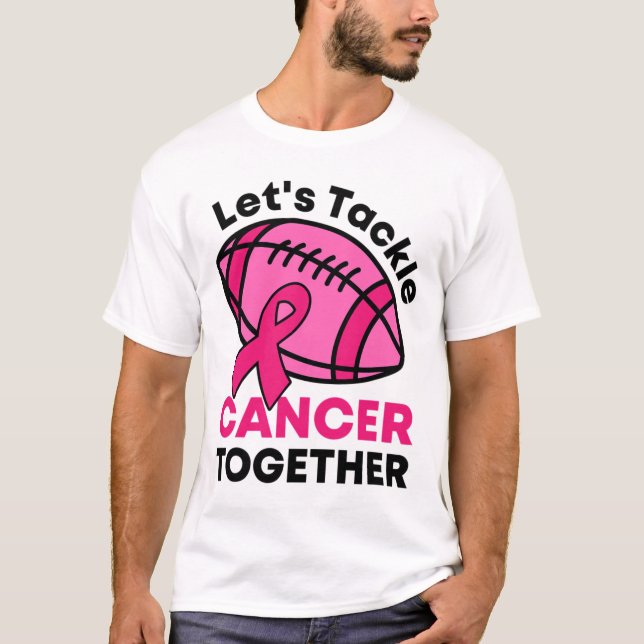 Krebs bekämpfen gemeinsam Fußball Brustkrebs Ribb T-Shirt (Vorderseite)
