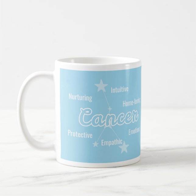 Krebs Blaue Wasserfarbe Astrologie Zodiac Signieru Kaffeetasse (Links)