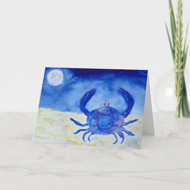 Krebs Blaues Zodiac-Symbol Geburtstag Karte (Vorderseite)