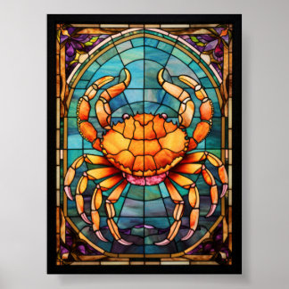 Krebs der Krebs Glasmalerei-Zodiak-Kunst Poster