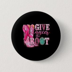 Krebs Die Boot Cowgirl-Rosa Brustkrebs Schleife Button