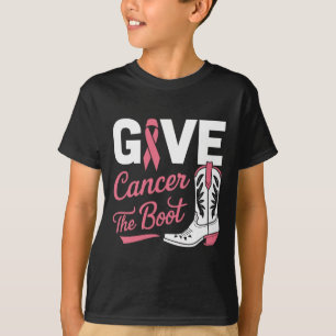 Krebs Die Boot Cowgirl-Rosa Brustkrebs Schleife T-Shirt