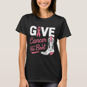 Krebs Die Boot Cowgirl-Rosa Brustkrebs Schleife T-Shirt