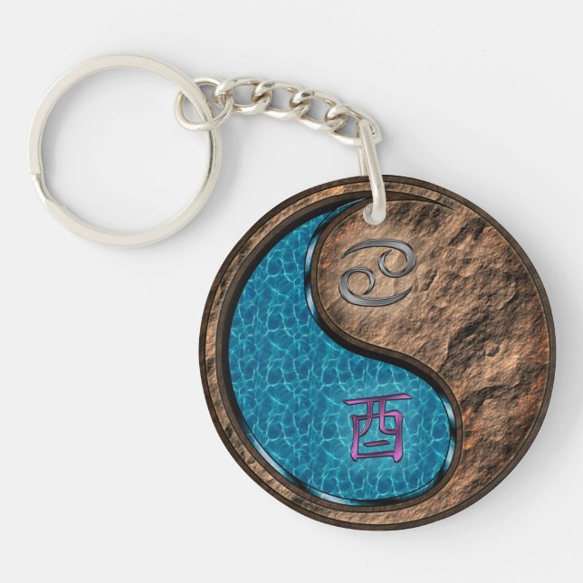 Krebs & Erde-Runder Schlüsselanhänger (Vorderseite)