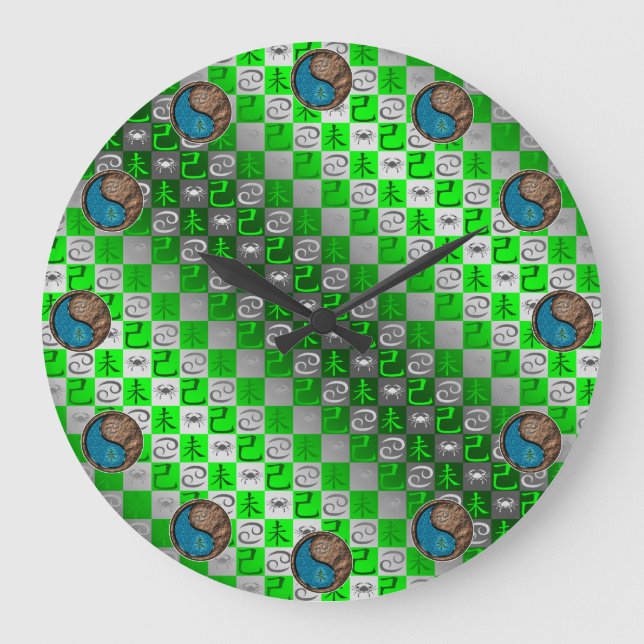 Krebs & Erde Ziege Große Wanduhr (Vorderseite)