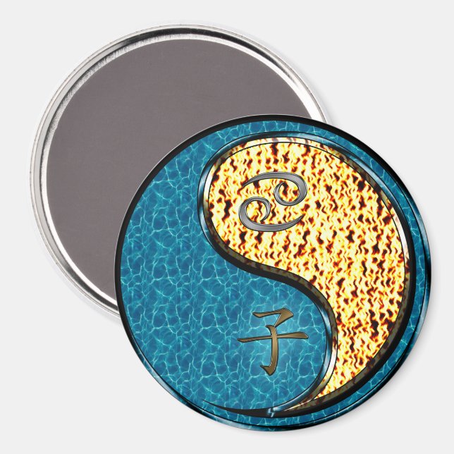 Krebs & Feuer-Ratte Magnet (Vorderseite/Rückseite)