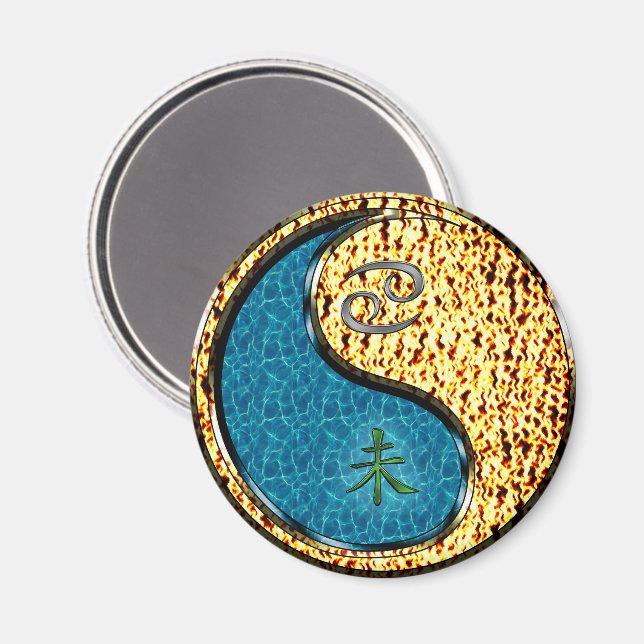 Krebs & Feuer Ziege Magnet (Vorderseite/Rückseite)