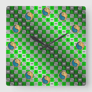 Krebs & Feuer Ziege Quadratische Wanduhr