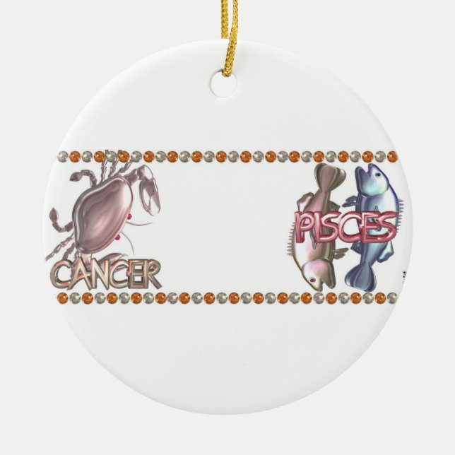 Krebs-Fisch-Tierkreisastrologiefreundschaft Keramikornament (Vorne)