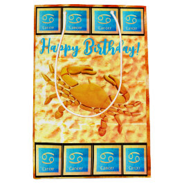 Krebs - Happy Birthday Medium Geschenkbeutel Mittlere Geschenktüte