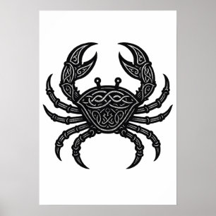 Krebs — Heimgesuchte Tinte Zodiac-Krebs Poster