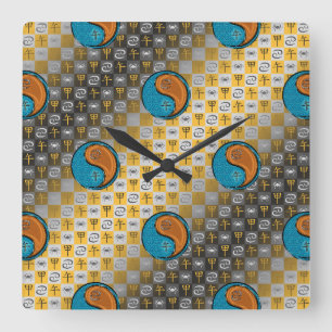 Krebs & Holzpferd Quadratische Wanduhr