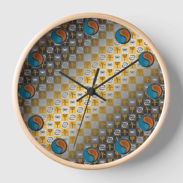 Krebs & Holzpferd Uhr (Vorderseite)
