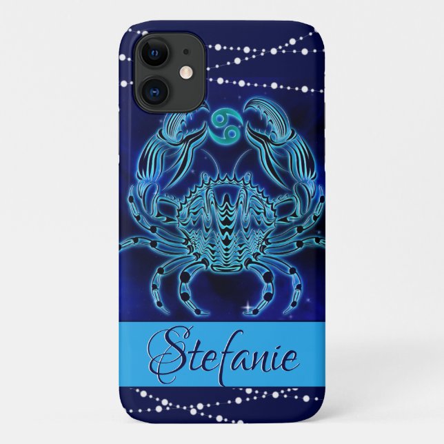 Krebs im dunkelblauen Fall - iPhone Case (Rückseite)