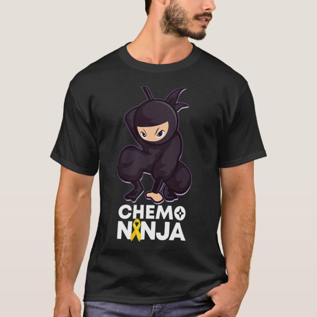 Krebs im Kindesalter Chemo Ninja Ribbon T-Shirt (Vorderseite)
