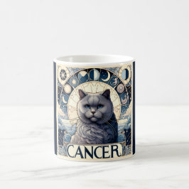 Krebs Intuitive Katze Zodiac Art Nouveau Kaffeetasse