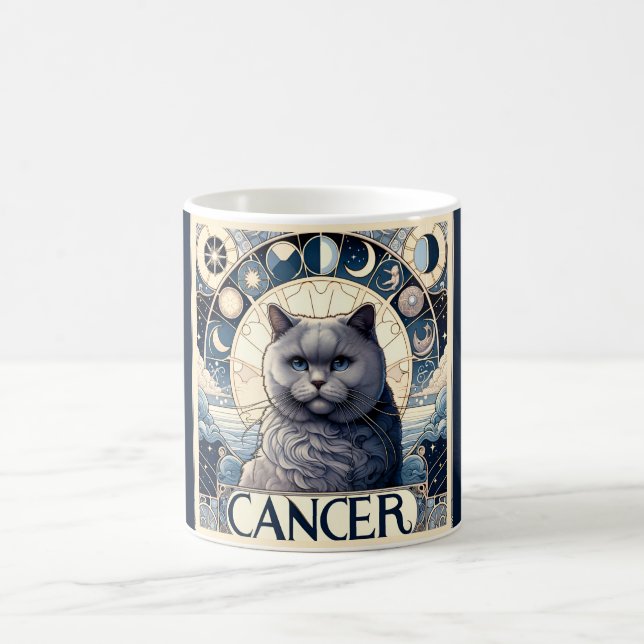 Krebs Intuitive Katze Zodiac Art Nouveau Kaffeetasse (Mittel)