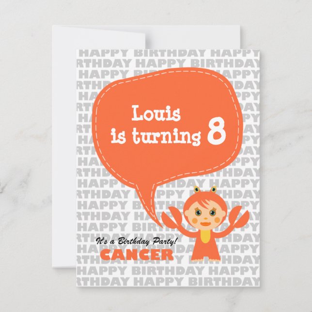 Krebs Kids-Party Einladung (Vorderseite)