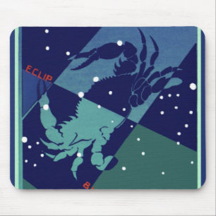 Krebs-Krebs-Sternbild Vintage-Tierkreis Astrologie Mousepad