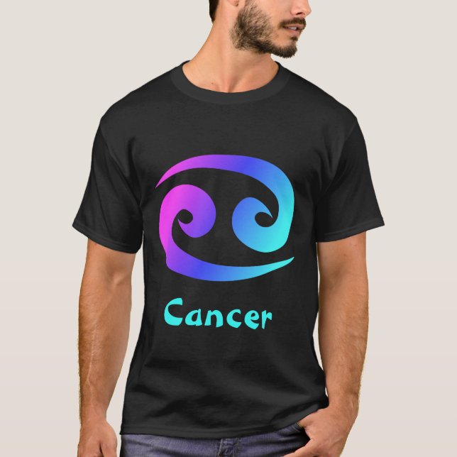Krebs-magentarotes blaues Aqua-Tierkreis-Zeichen T-Shirt (Vorderseite)