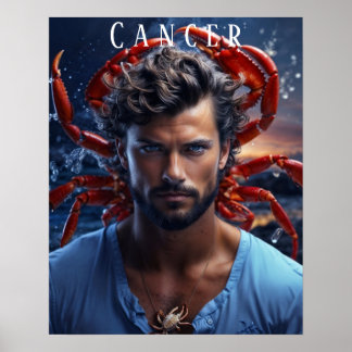 Krebs Männliches astrologisches Poster