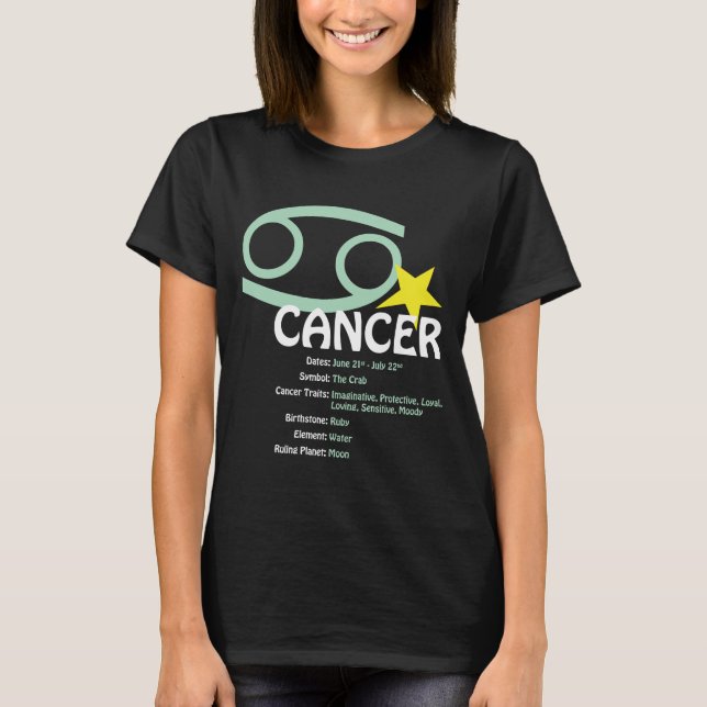 Krebs-Merkmal-Damen-Dunkelheits-T - Shirt (Vorderseite)