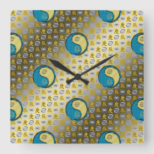Krebs & Metalldrache Quadratische Wanduhr