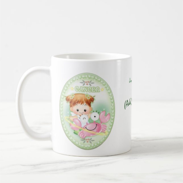 Krebs - personalisierte Tierkreis-Tasse Kaffeetasse (Links)