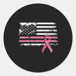 Krebs Shirt Amerikanische Flagge Brustkrebs Bewuss Runder Aufkleber