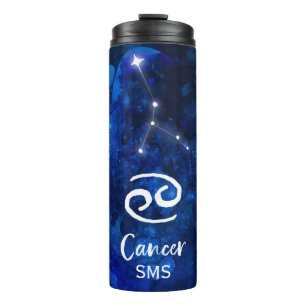 Krebs Sternbild Blaue Galaxie Monogramm Thermosbecher
