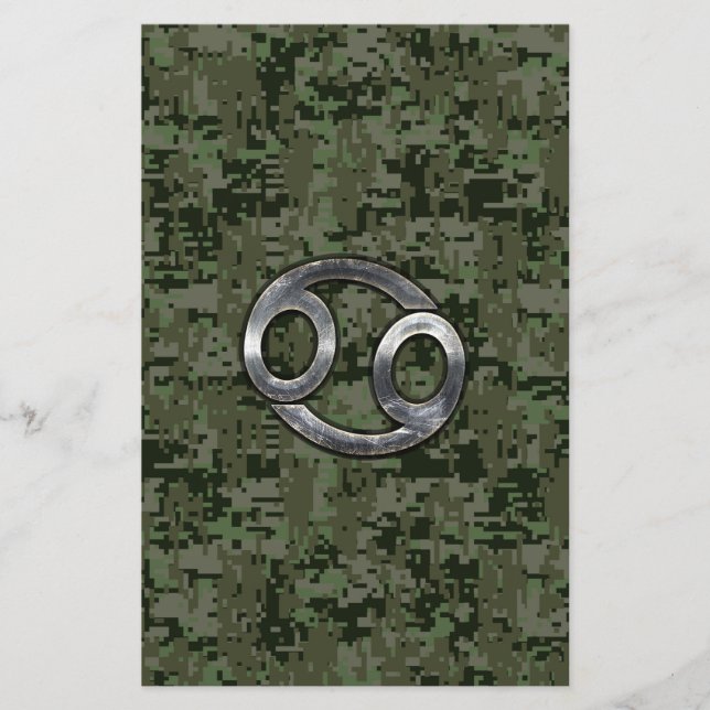 Krebs-Sternzeichen auf der digitalen Camouflage vo Briefpapier (Vorderseite)