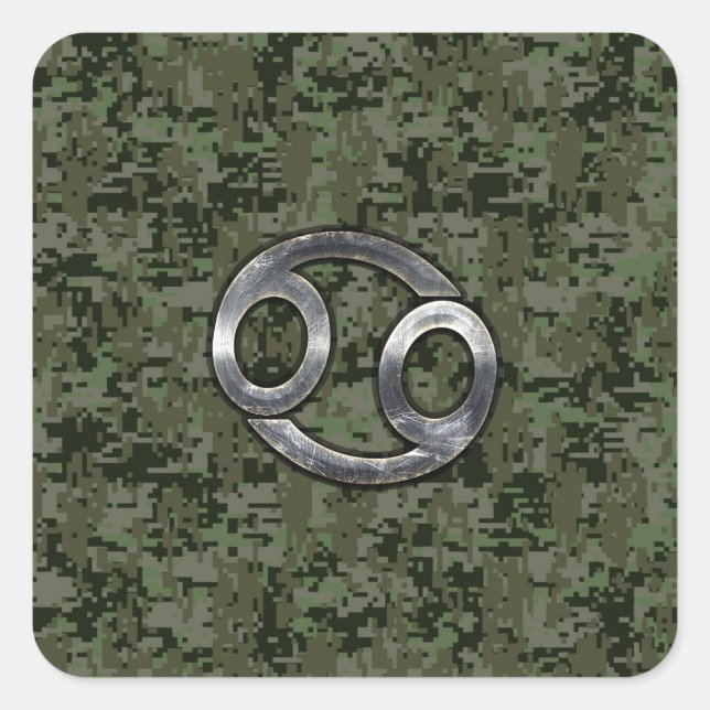 Krebs-Sternzeichen auf der digitalen Camouflage vo Quadratischer Aufkleber (Vorderseite)