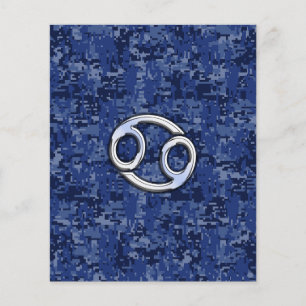 Krebs-Sternzeichen auf Marineblau Digital Camo Flyer