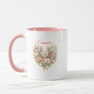 Krebs-Sternzeichen-Blumen-Herz-Tasse – Romantische Tasse