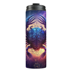 Krebs Sternzeichen Wasserfarben-Design Thermosbecher
