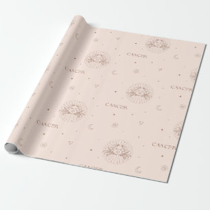 Krebs-Sternzeichenmuster in Braun und Burgund Geschenkpapier