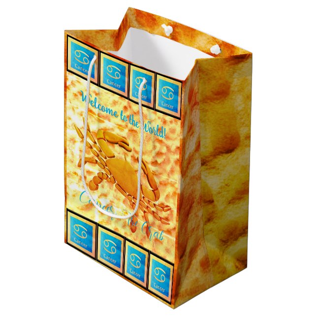 Krebs - The Crab (22. Juni - 22. Juli) Baby Mittlere Geschenktüte (Vorderseite Schrägansicht)