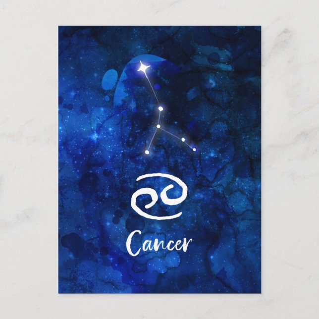 Krebs-Tierkreis-Konstellations-blaue Galaxie Postkarte (Vorderseite)