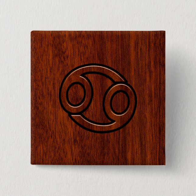 Krebs-Tierkreis-Symbol auf Mahagoniart-Dekor Button (Vorderseite)