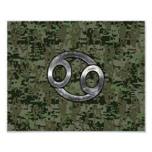 Krebs-Tierkreis-Symbol auf Walddigital-Camouflage Fotodruck
