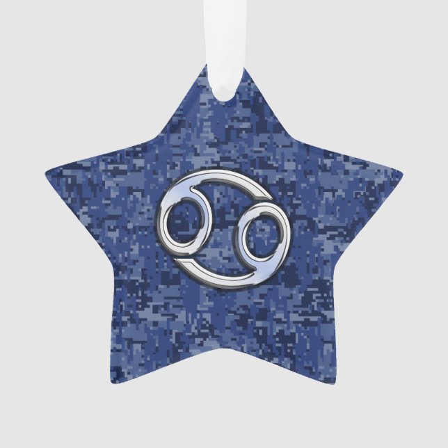 Krebs-Tierkreis-Symbol-Marine-Blau-Digital-Tarnung Ornament (Vorderseite)