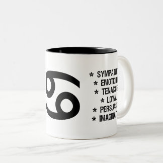 Krebs-Tierkreis-Zeichen ("die tapfere Krabbe") Zweifarbige Tasse