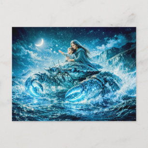 Krebs Tierkreiszeichen mit Mutter und Kind, das da Postkarte