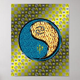 Krebs- und Feueraffe Poster