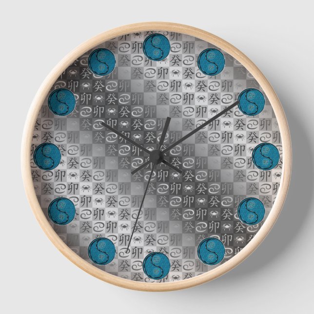 Krebs & Wasser Kaninchen Uhr (Vorderseite)