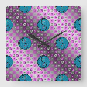 Krebs & Wasserhahn Quadratische Wanduhr