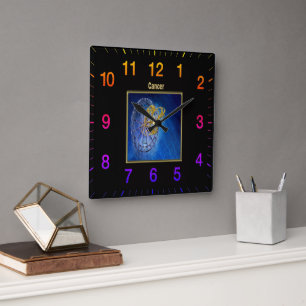 Krebs Zodiac Astrologie Design Horoskop Quadratische Wanduhr